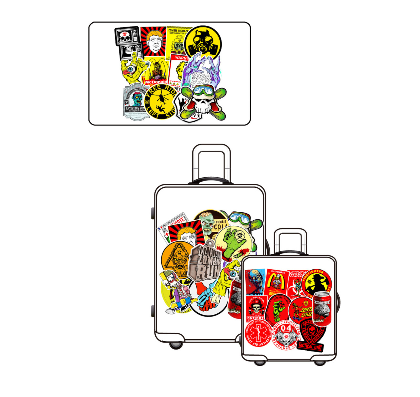 50pcs Waterproof Stickers Zombie Skull Luggage Phone Laptop Car Water Bottle