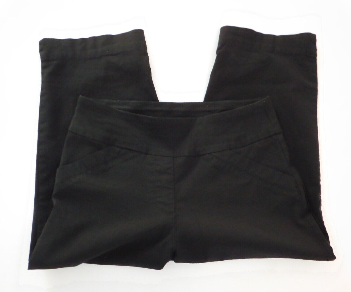 Alia Petite Women's Capri Pants Black Stretch Waist Pull On Size Petite