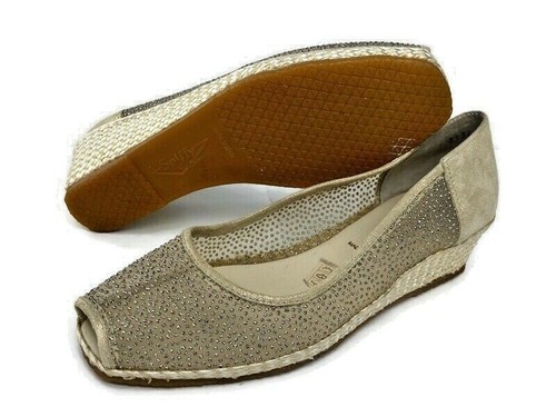 Zapatos Taco Cuña Elegante para mujer Slip On Tejido Con Lentejuelas hecho  España Talla 37 euros raras | eBay