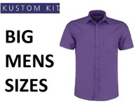 BIG LARGE MENS Kustom Kit KK141 short sleeve shirt office casual work PURPLE