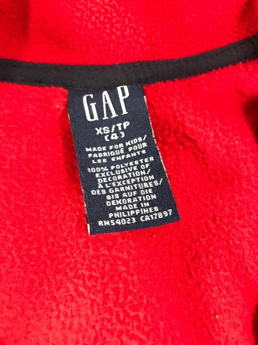 Boys Gap Fleece Vest Red and Blue Full Zip Up W Hand Pockets Boys XS SZ 4 - Picture 2 of 8