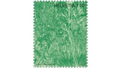 SCHWEIZ 2022 ERSTE BRIEFMARKE MIT CHLOROPHYLL DAS GRÜNE ÄNDERT MIT DER ZEIT DIE FARBE