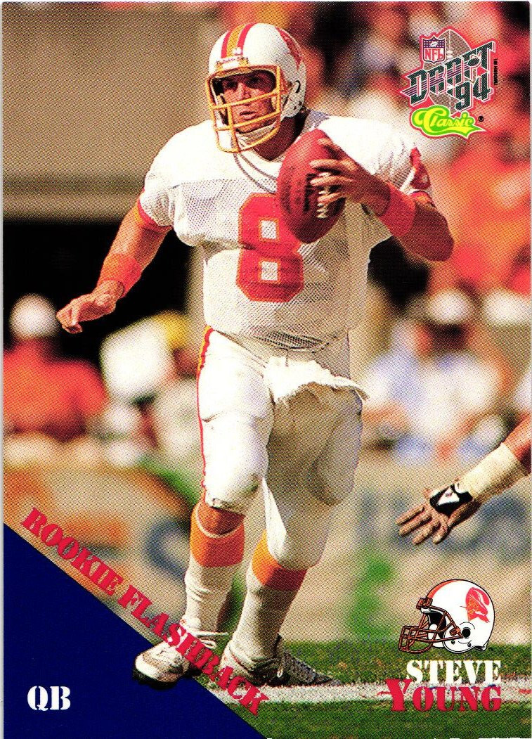 Steve Young #97 Football Cards 1994 Classic trading card — raw and PSA graded price guide