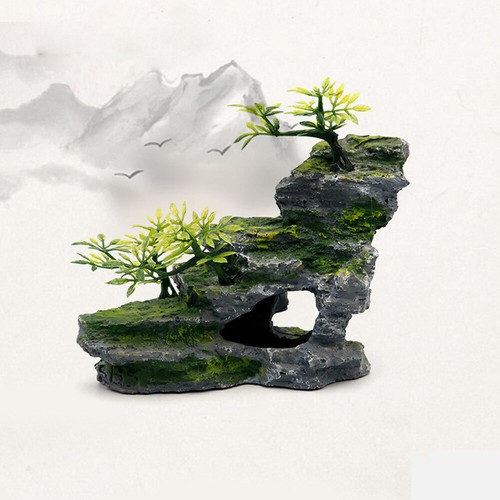 Aquarium Ornament Rockery Hiding Mountain Cave Home Fish Tank Decor Resin USA - Picture 3 of 7