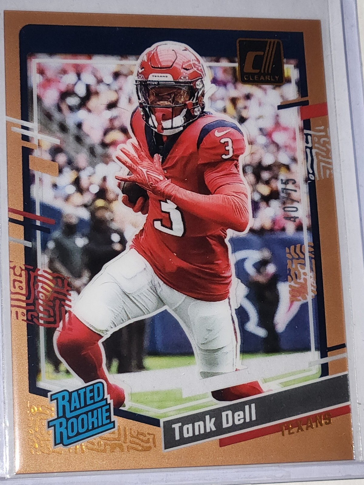 2023 Panini Clearly Donruss - Rated Rookie Orange #85 Tank Dell /75 (RC)