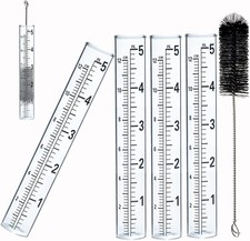 4 PCS Rain Gauge Glass Replacement Tube for Yard Garden 5 inch with Tube Brush
