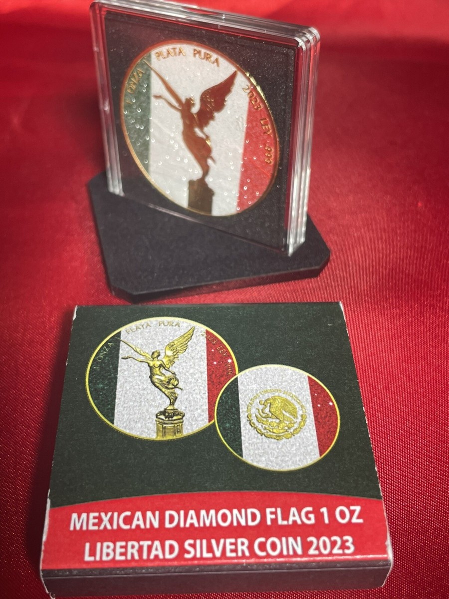 2023 mexico libertad 1oz Silver Diamond Flag 24k Gold/Diamond Dust