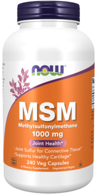 NOW Foods MSM 1000 mg 240 Vegetable Caps Joint Connective Tissue Support 9/28EXP