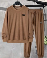 Tracksuits Size Xl Men Outfit Joggers Sweatshirt 2 Piece Brown Sweat Pants New