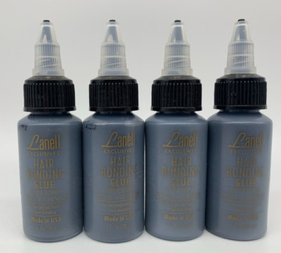 LOT OF 4 - LANELL EXCLUSIVE ANTI-FUNGUS HAIR BONDING GLUE (Black) (1OZ) NEW