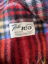 Vtg Faribo 100 Wool Throw Blanket Fringed Afghan Faribault Woolen Mill 100 Year