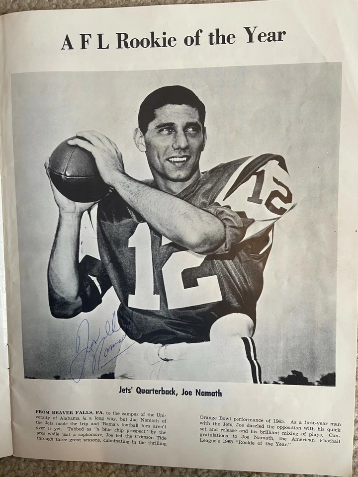 Extremely Rare- 1966 Joe Namath and Jack Kemp Autographed Program - Image 2 of 2