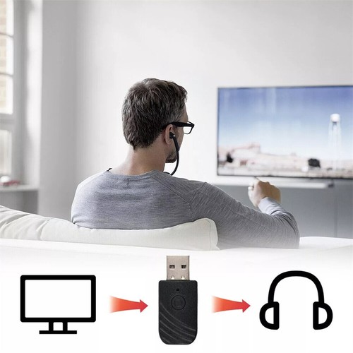 USB Bluetooth 5.0 Nadajnik audio Odbiornik Adapter do TV PC Samochód AUX F5K6 UK - Zdjęcie 9 z 12