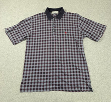 VTG Burberry Mens Medium Navy Nova Check Polo Shirt 100 Cotton 90s Y2K Designer