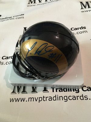 TAVON AUSTIN & BRIAN QUICK blau Autogramm Riddell LA Rams Mini Helm JSA
