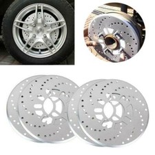 4Pcs Tone Aluminum Cross Drilled 8Universal Car Disc Brake Rotor Covers Silver 