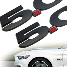 1 Pairs Matte Black 5.0 Badge For 2015-2020 GT Right Left Fender Emblem