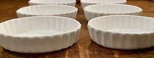 Lot Of 4 Crate & Barrel 5x3 OVAL FLUTED White Ramekins: Oven-to-Table Bakeware