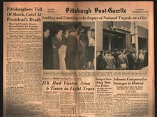 Pittsburgh Post-Gazette Nov 23, 1963 JFK ASSASSINATION Disrupts Games 110121WEEM