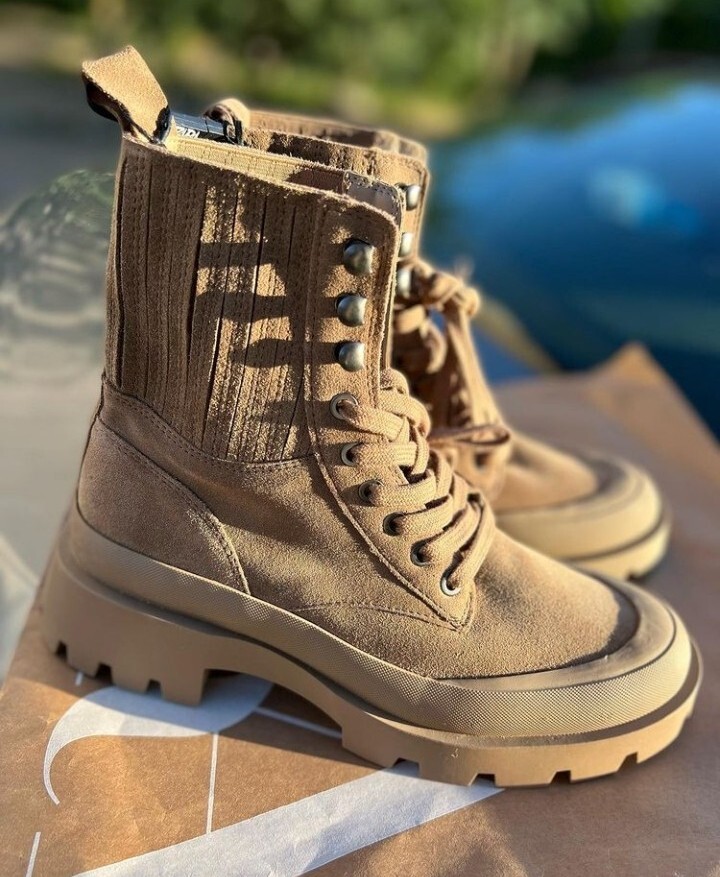 zara lace up boots beige