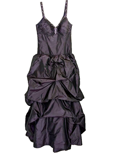 Teri Jon by Rickie Freeman Ink Silk Taffeta Rhinestones Ball Gown,8, NWT $1089 - Picture 2 of 9