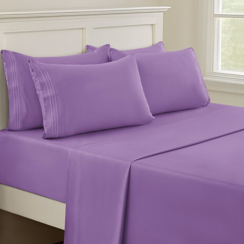 1800 Series 6 Piece Bed Sheet Set Soft Deep Pocket Twin King Queen Full Sheets - Picture 91 of 220