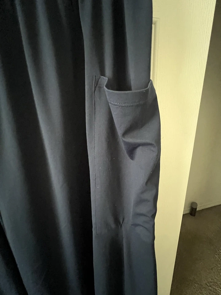 Halara Wide Leg Navy Pants 2X NWOT Elastic Tie Waist Side Pockets Poly/Spandex - Image 2 of 4