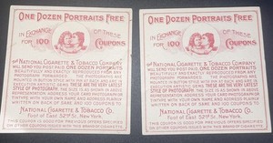 2 Antique “National Cigarette/Tobacco Comp” Unused Labels 1 Dozen Portraits Free