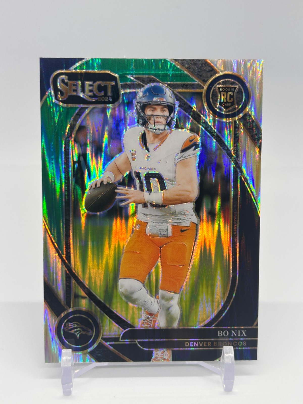 Bo Nix 2024 Select Club Level #221 Black & Green Shock Prizm (RC) 
