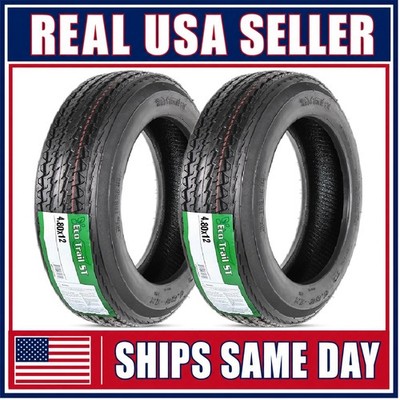 eCustomrim 2-Pack Trailer Tire 480-12 4.80-12 12 Inch LRB 4 Ply D.O.T. Approved