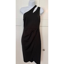 Grace Karin Black One Shoulder Cutout Draped Cocktail Dress NWT Small