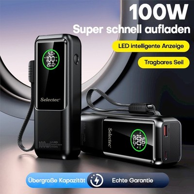 Laptop Powerbank 50000mAh externer Akku mit 3X 100W USB-C Ports & Kabel