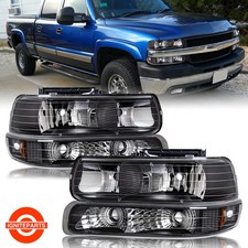 Black Headlights For 99-02 Chevy Silverado00-06 Tahoe Suburban Headlampslhrh