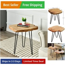 Tavolino Live Edge con Gambe a Forcina, Tavolino Bordo Naturale, Piccole Notti...