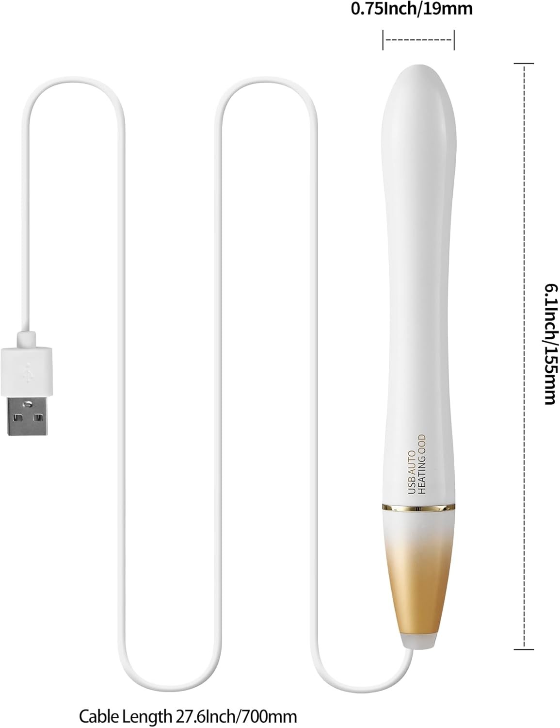 USB Heating Rod for Doll, LED Indicator Portable Toy Warmer, Automatic White 