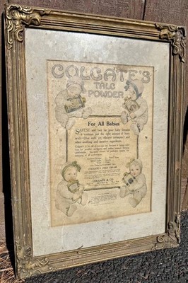 Colgate's  Talc Powder Illustrated Vintage Print In Frame