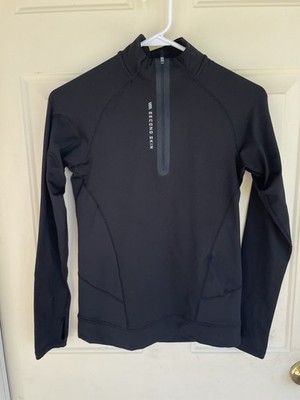 Second Skin 1/4 Zip Pullover Compression Long Sleeve Top Black Small