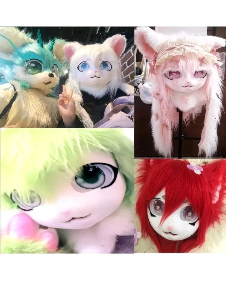 Nuevo Fursuit Pelo Largo Husky Zorro Mascota Cabeza Fiesta Halloween Piel Juego de Rol Foto 4 de 4