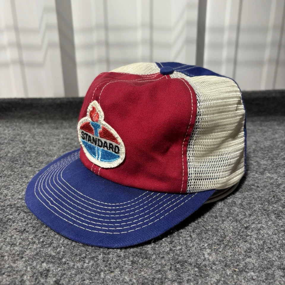 Gorra gorra vintage estándar de aceite Snapback adulto rojo azul parche camionero para hombre* Foto 4 de 4