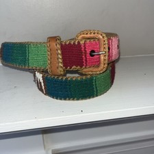 Guatemalan Vintage Hand Woven Leather Belt Size 38-40 Large