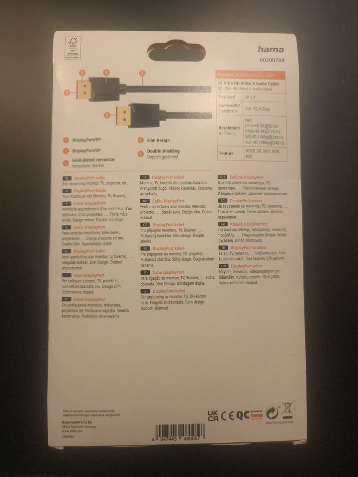 3m Displayport Kabel DP  1,4 Bandbreite 32.4 Gbps Ultra-HD WQHD Full-HD - Bild 3 von 3