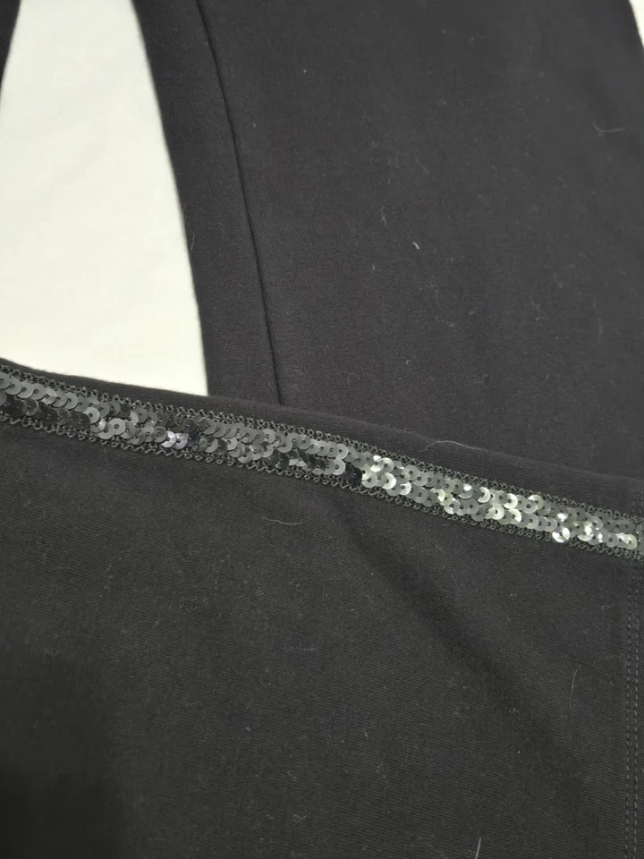 Pantalones deportivos INC International Concepts con lentejuelas a rayas pierna ancha negros talla S Foto 2 de 4