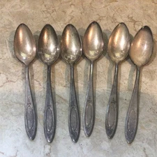 6 Teaspoons  Vintage Community Plate ADAM Pattern Oneida Silver plate
