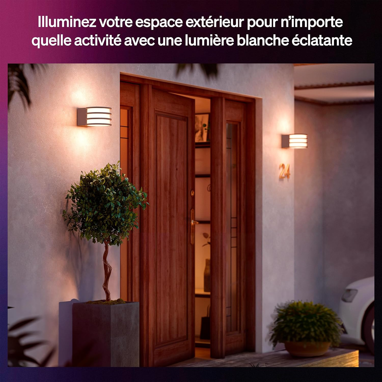 Applique extérieur connecté Philips Hue Lucca étanche blanche et multicolore
