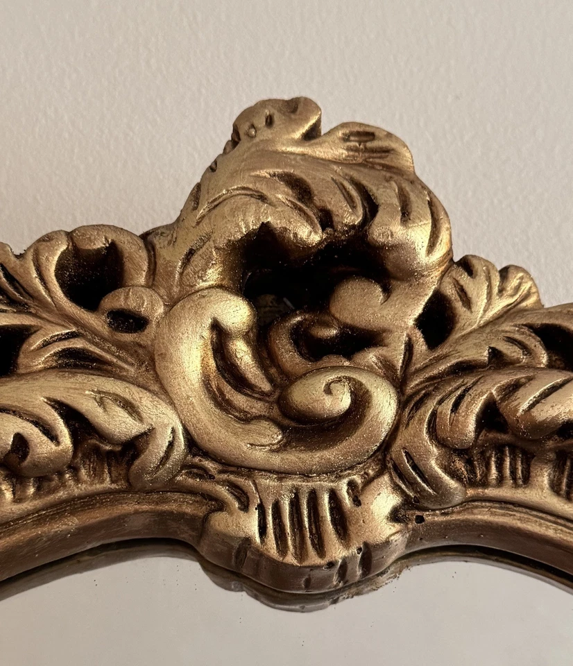 Vintage Oval Rococo Style Gilt Plaster Framed Ornate Wall Mirror - 64/47/7cm - image 4 of 4