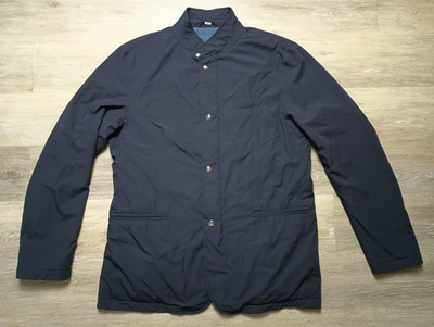 Herno Resort Black/Blue Snap Front Nylon Packable Travel Jacket