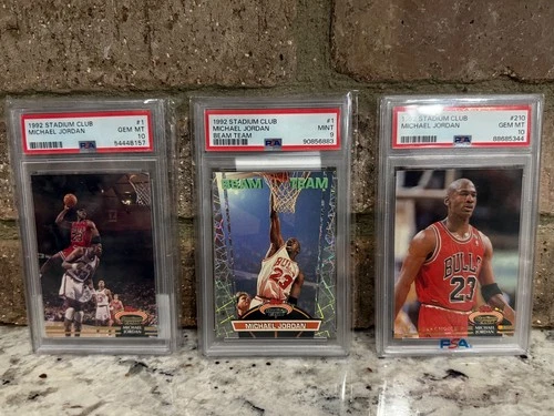 1992 STADIUM CLUB COLLECTION MICHAEL JORDAN #1 & 210 PSA 10 BEAM TEAM #1 PSA 9!!