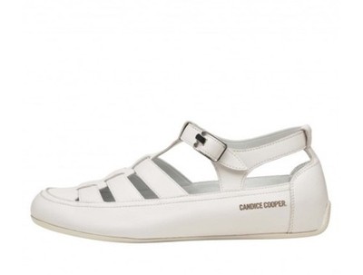 New in Box Candice Cooper ROCK T-BAR - Leather sandals - Color is ''Ice'' White