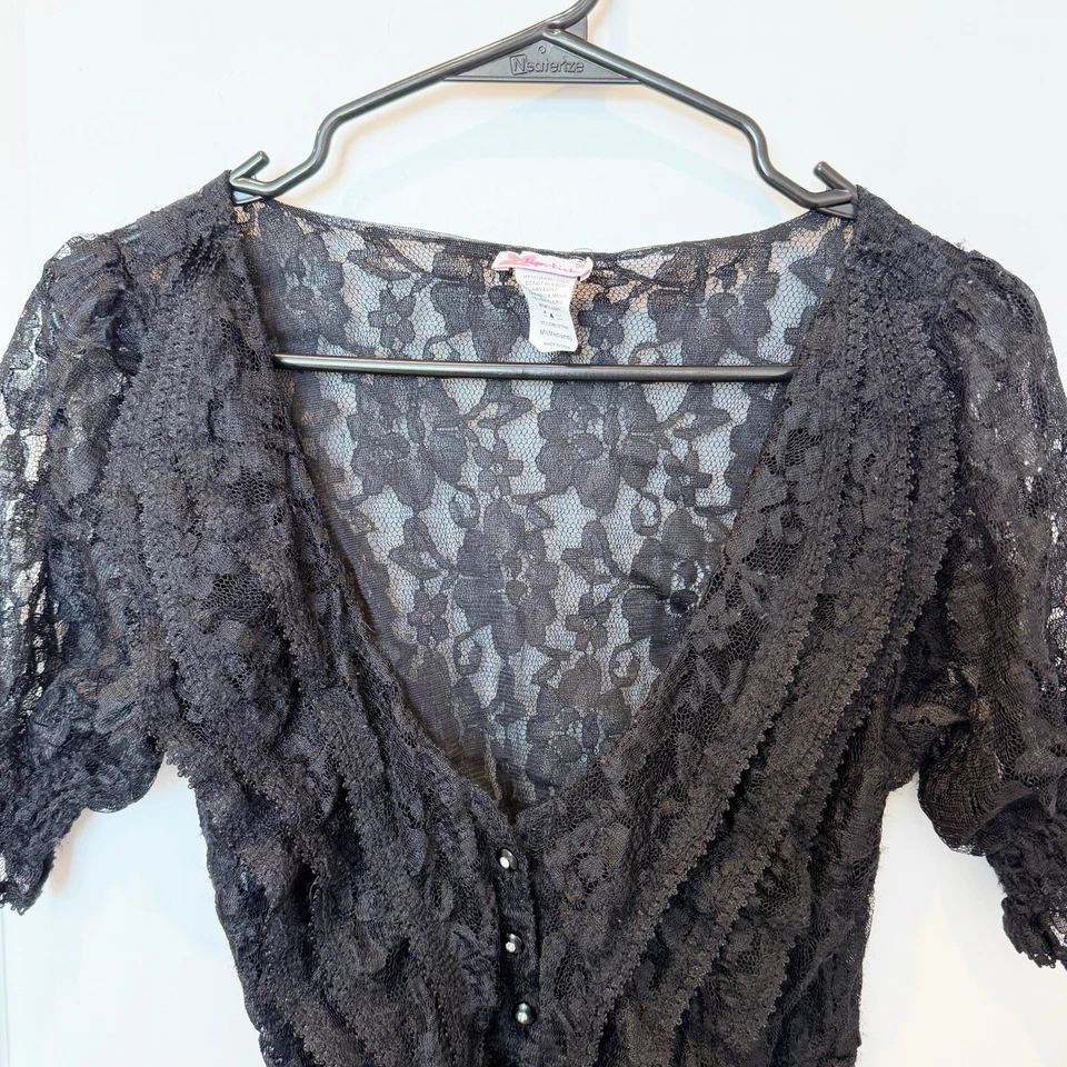 Top coqueta gótica romántica transparente para mujer talla mediana victoriana suave niña Y2K Foto 2 de 4