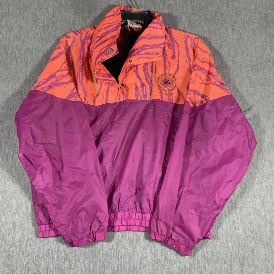 Chaqueta cortavientos vintage Ocean Pacific para hombre mediana púrpura naranja neón años 90 Foto 3 de 4